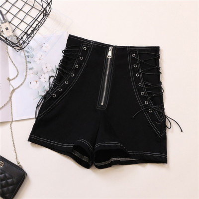 Ženske kratke hlače s vezicama i patentnim zatvaračem