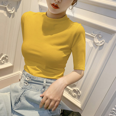 Naujo modelio moteriška palaidinė su ovalia iškirpte ir 3/4 rankovėmis - kelių spalvų