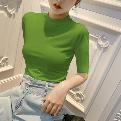 Naujo modelio moteriška palaidinė su ovalia iškirpte ir 3/4 rankovėmis - kelių spalvų