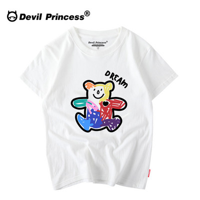 Įprasti kelių spalvų marškinėliai su aplikacijomis ir trumpomis rankovėmis