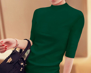 Ежедневна дамска блуза с 3/4 ръкав и обло деколте