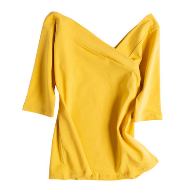 Нов модел дамска блуза с голи рамене и 3/4 ръкав в няколко цвята