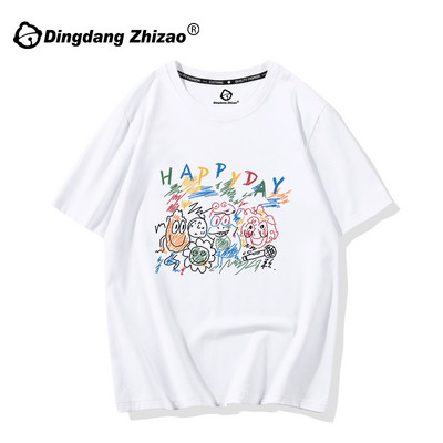 Дамска ежедневна тениска с цветна апликация и къс ръкав в различни цветове