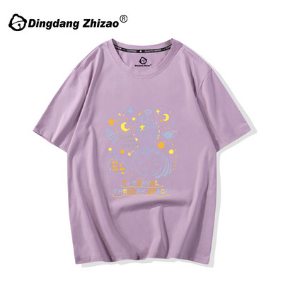 Дамска ежедневна тениска с цветна апликация и къс ръкав в различни цветове