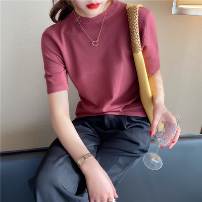 Модерна дамска блуза с овално деколте в няколко цвята