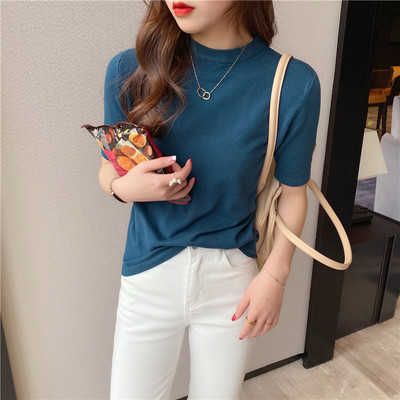 Модерна дамска блуза с овално деколте в няколко цвята