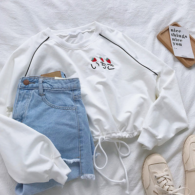 Дамска блуза с дълъг ръкав и връзки в три цвята