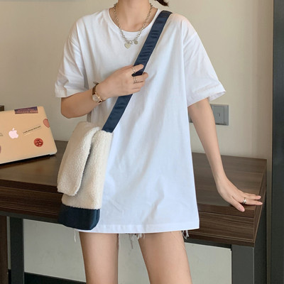 Дамска ежедневна тениска с овално деколте и къси ръкави