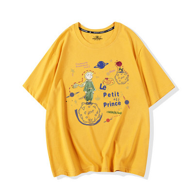 Moteriški marškinėliai trumpomis rankovėmis ir įvairiomis aplikacijomis