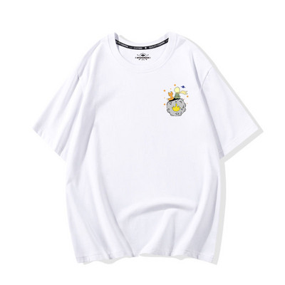 Moteriški marškinėliai trumpomis rankovėmis ir įvairiomis aplikacijomis