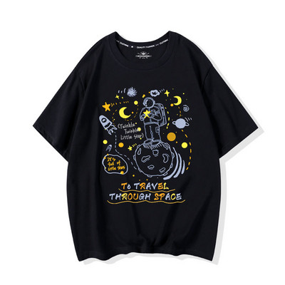 Дамска тениска с къси ръкави и различни апликации