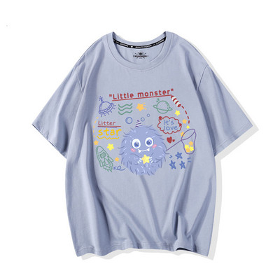 Дамска тениска с къси ръкави и различни апликации