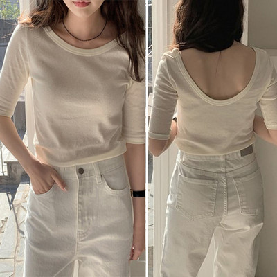 Нов модел дамска ежедневна блуза с обло деколте и 3/4 ръкав