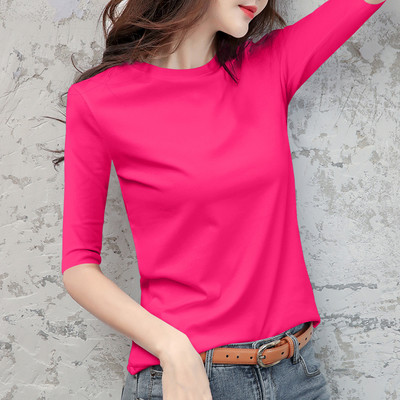 Дамска блуза с овално деколте и 3/4 ръкав в няколко цвята