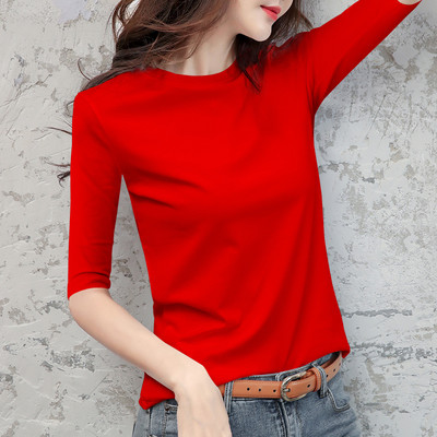 Дамска блуза с овално деколте и 3/4 ръкав в няколко цвята