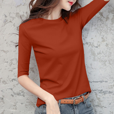 Дамска блуза с овално деколте и 3/4 ръкав в няколко цвята