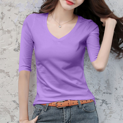 Дамска блуза с овално деколте и 3/4 ръкав в няколко цвята