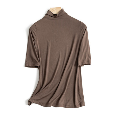 Модерна дамска блуза с висока яка и 3/4 ръкав в няколко цвята