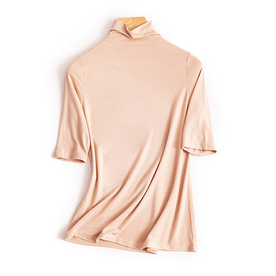 Модерна дамска блуза с висока яка и 3/4 ръкав в няколко цвята