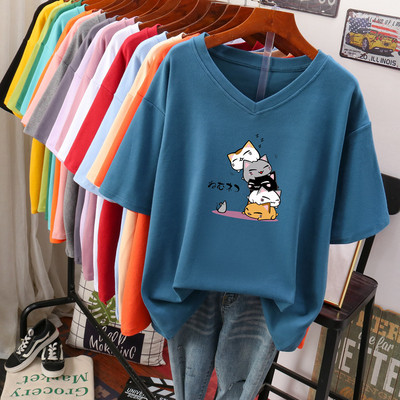 Tricou dama cu aplicatie si decolteu spitz