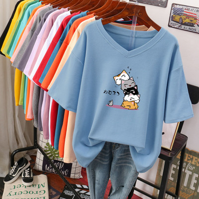 Tricou dama cu aplicatie si decolteu spitz