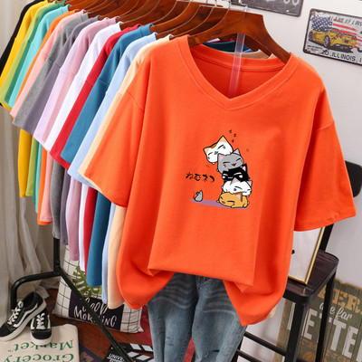 Tricou dama cu aplicatie si decolteu spitz