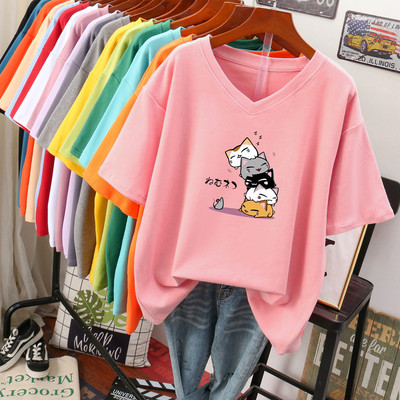 Tricou dama cu aplicatie si decolteu spitz