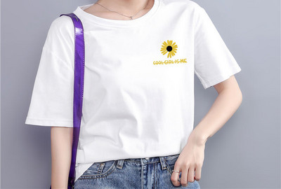 Дамска ежедневна тениска с апликация и надпис