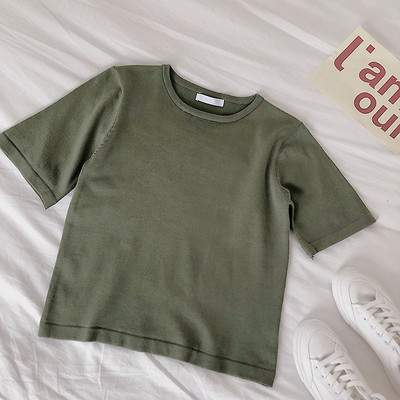 Дамска блуза с къс ръкав и овално деколте в различни цветове