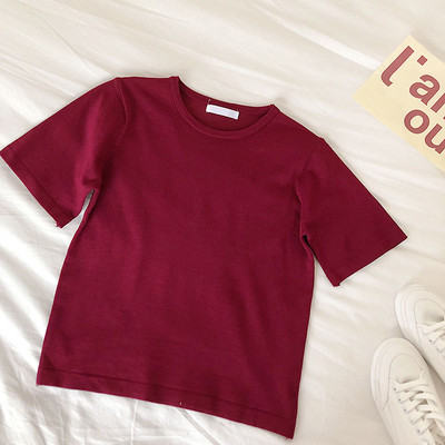 Дамска блуза с къс ръкав и овално деколте в различни цветове