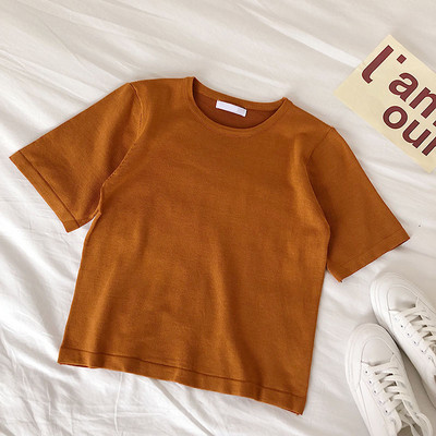 Дамска блуза с къс ръкав и овално деколте в различни цветове