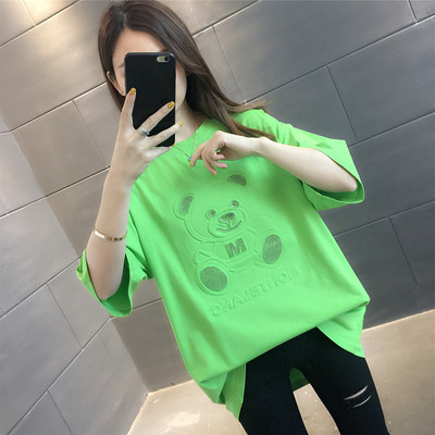 Bluza de dama model lat cu maneci 3/4 si aplicatie ursulet