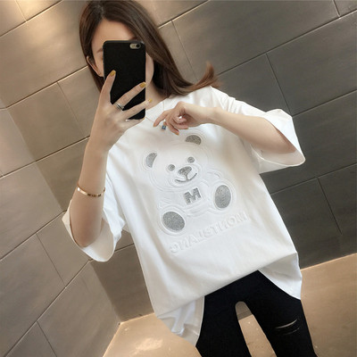 Bluza de dama model lat cu maneci 3/4 si aplicatie ursulet