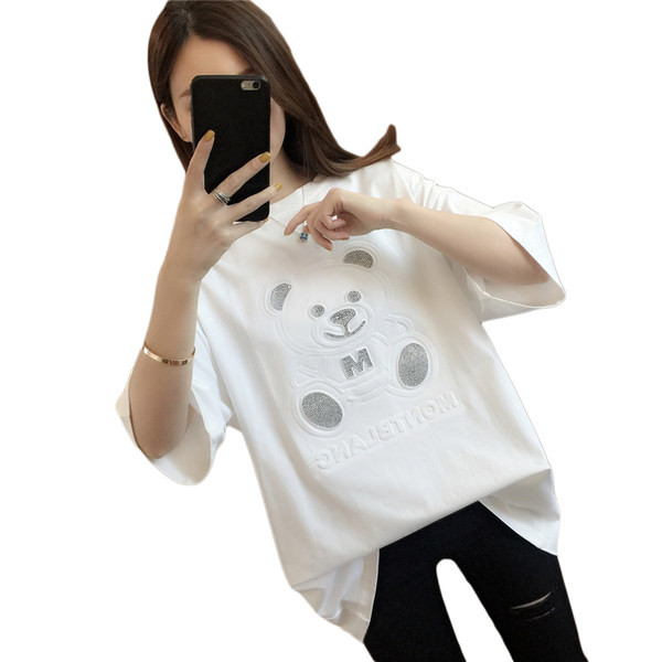 Bluza de dama model lat cu maneci 3/4 si aplicatie ursulet