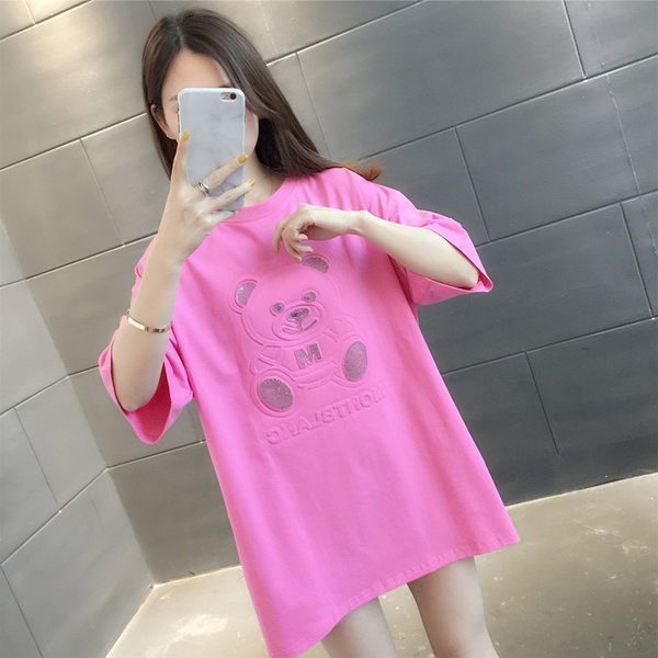 Bluza de dama model lat cu maneci 3/4 si aplicatie ursulet