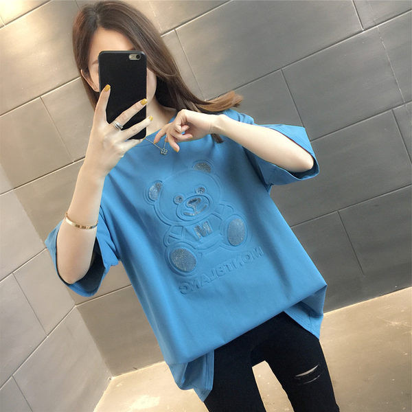 Bluza de dama model lat cu maneci 3/4 si aplicatie ursulet