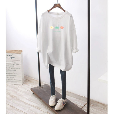 Дамска широка блуза с овално деколте - бял и черен цвят