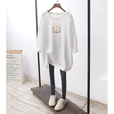 Дамска широка блуза с овално деколте - бял и черен цвят