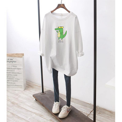 Дамска широка блуза с овално деколте - бял и черен цвят