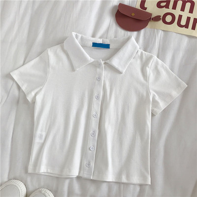 Лятна дамска блуза с къс ръкав и копчета