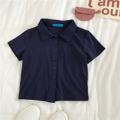 Лятна дамска блуза с къс ръкав и копчета