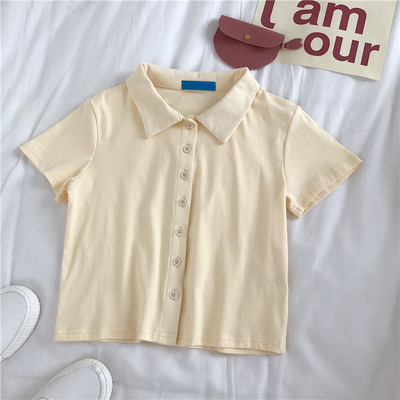 Лятна дамска блуза с къс ръкав и копчета