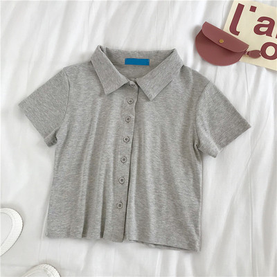 Лятна дамска блуза с къс ръкав и копчета