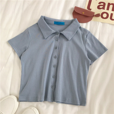 Лятна дамска блуза с къс ръкав и копчета