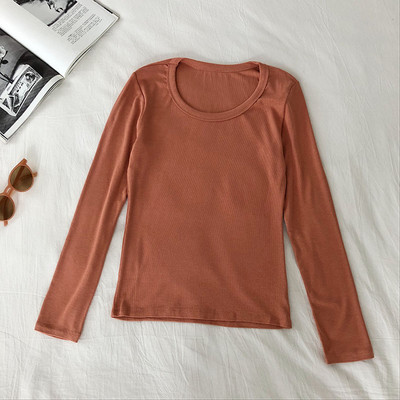 Дамска еластична блуза с дълъг ръкав 