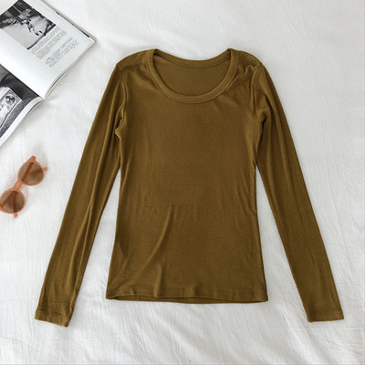 Дамска еластична блуза с дълъг ръкав 