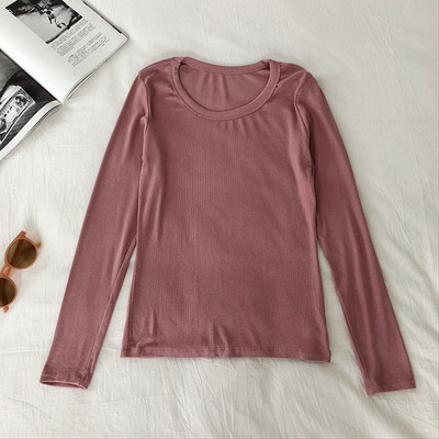 Дамска еластична блуза с дълъг ръкав 