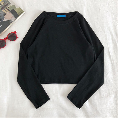 Еластична дамска блуза с дълъг ръкав-изчистен модел