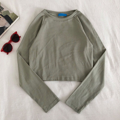 Еластична дамска блуза с дълъг ръкав-изчистен модел