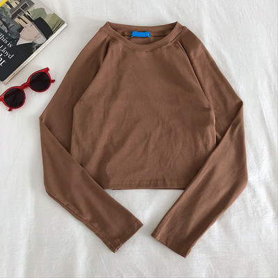 Еластична дамска блуза с дълъг ръкав-изчистен модел